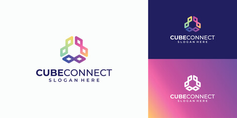 Poster - Colorful infinity cube logo design