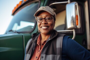 Portrait of female truck driver