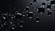 © FlyStun - Gouttelettes d'eau sur un fond noir. Pluie, eau. Pour conception et création graphique, bannière.