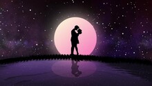 Romantic Silhouette Couple Hug Animation,silhouette Romantic Couple Love Each Other At Night, Bf And Gf Love Couple Standing At Stray Night, Abstract Valentines Day Animation Of Couple Love Motion Bac