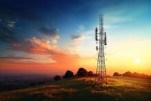 Telecommunication Tower At Sunset