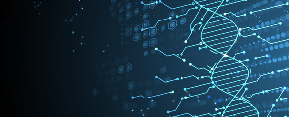 Wall Mural - abstract artificial intelligence dna technology. science and social concept. futuristic connection s