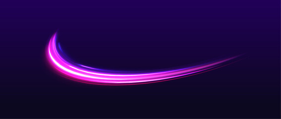 Leinwandbilder - Particle motion light effect. Abstract fire flare trace lens flares. Long exposure of motorways as speed. Night motorway with light effects in neon colors purple.