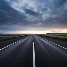 Asphalt Road With White Lines, Background. AI Generated.