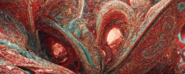 Wall Mural - a close up of a vase with red and blue swirls