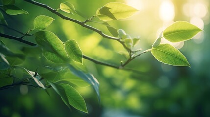 A vibrant green tree with sunlight shining through its leaves Generative AI