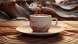 A cup of coffee with a swirl design on the side Generative AI