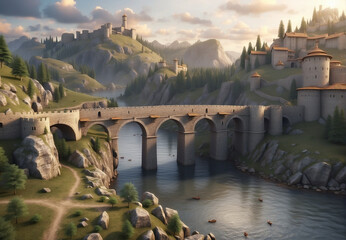 Wall Mural - old stone bridge from the Middle Ages