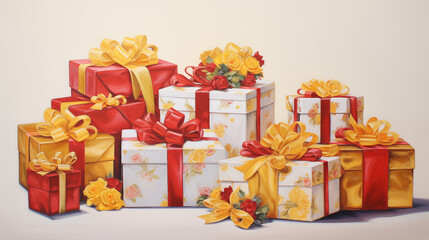 gift boxes with ribbon