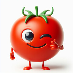 Wall Mural - Funny winking tomato cartoon. Healthy food. AI generated