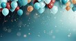 fanciful birthday balloons and streamers colorful background