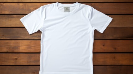 White T-Shirt on Wooden Surface for Custom Designs