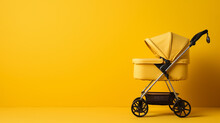 The Pram Against The Yellow Background Was A Symbol Of New Beginnings, A Reminder That Anything Is Possible For A New Life. Ai Generated.