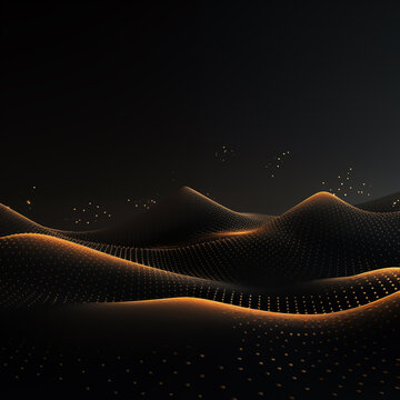 Golden Dot Matrix focuses on the golden dots arranged in a matrix pattern on a black background, symbolizing computer graphics and a color field.