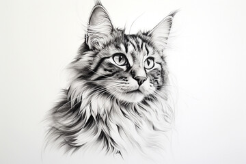 Wall Mural - Hand Drawn Pencil Sketch of a Cat