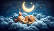 Baby Fawn Resting On A Cloud