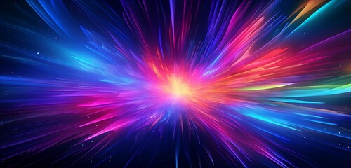 Wall Mural - a dynamic digital abstract background with bursts of energetic neon colors