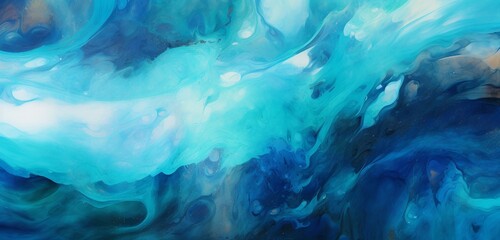 Canvas Print - a mesmerizing digital abstract landscape with a blend of oceanic blues