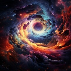 Wall Mural - a mesmerizing digital abstract artwork featuring swirling galaxies of vivid colors and celestial ele
