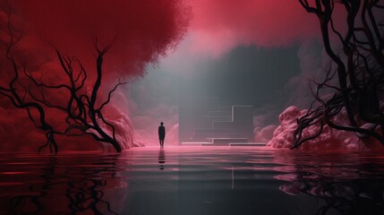 Wall Mural - a surreal conceptual background exploring the unknown and unexplored depicted through an enigmatic i