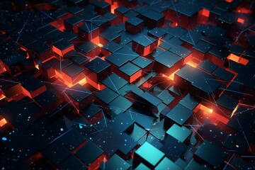 Wall Mural - abstract representation of connectivity and unity portrayed through a mosaic of interlocking geometr