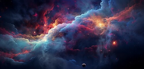 Wall Mural - abstract representation of exploration and discovery showcased through a cosmic voyage of swirling n