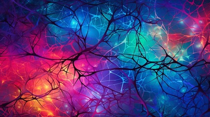 Wall Mural - abstract representation of growth and evolution depicted through an intricate web of interconnected 