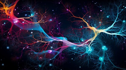 Wall Mural - abstract representation of growth and evolution depicted through an intricate web of interconnected 