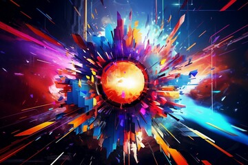 Wall Mural - abstract representation of innovation and creativity showcased in a dynamic fusion of technological 