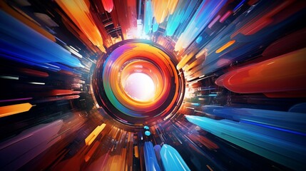 Wall Mural - abstract representation of innovation and creativity illustrated in a fusion of technological elemen