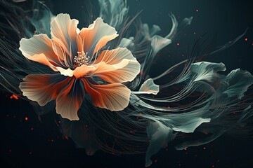 Wall Mural - an abstract conceptual background exploring the juxtaposition of nature and technology through a har