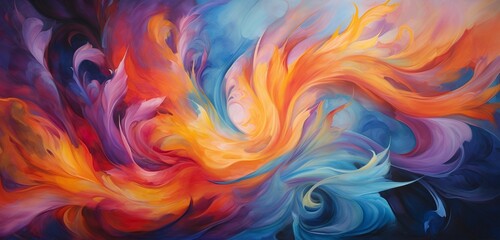 Wall Mural - an abstract exploration of the human spirit and resilience depicted through fiery displays of bold s