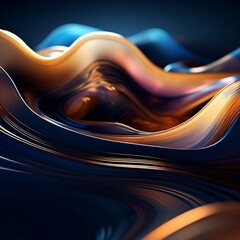 Wall Mural - an intricate digital abstract composition featuring fluid lines and metallic gradients