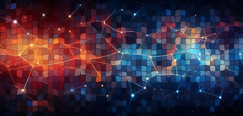 Wall Mural - conceptual abstraction of connectivity and unity depicted through a mosaic of interlocking geometric