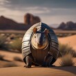 © Ai.Art.Creations - A suave armadillo in a tailored vest, posing for a portrait in a desert landscape2