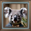 A debonair koala in a gentleman's suit, posing for a portrait with a serene and contented look2