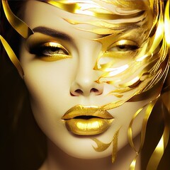 Canvas Print - portrait of a woman with golden makeup