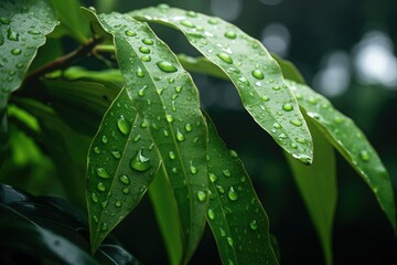 water drops on a leaf