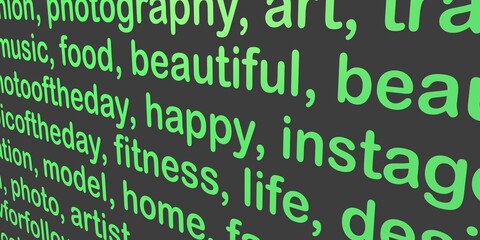 Poster - Background from tags. Screensaver with words and symbols.