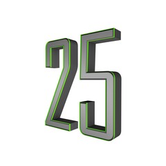 Poster - Gray 3d number 15 on a white background.