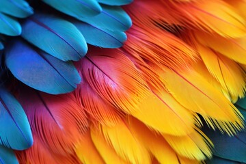 close-up texture of a vibrant parrot's feathers
