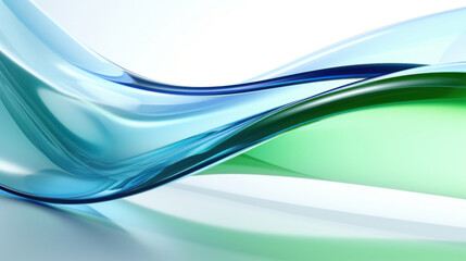 Poster - Abstract background with green and blue glass waves on white background