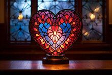 Radiant Love: Stained-Glass Window Casting Heart-Shaped Lights On Valentine's Day
