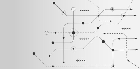 Vectors Global communication technology background design. Abstract geometric dots and lines connection circuit concept.