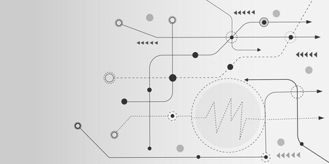Vectors White Abstract geometric dots and lines connection circuit concept. Global communication technology background design