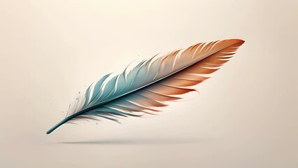 Wall Mural - Abstract minimal illustration of a feather, emphasizing lightness and freedom of the mind and soul.