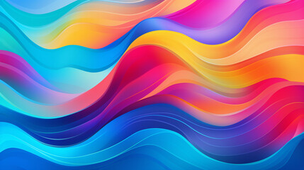 Poster - A vibrant and dynamic horizontal abstract wave background, featuring a harmonious blend of vivid colors and fluid patterns