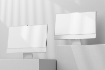 Device computer mockup with blank screen and realistic minimal background