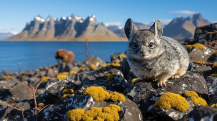 Wall Mural - Andean Delight: Chinchillas Flourishing in the Breathtaking Rocky Landscapes of the Andes




