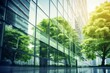 © aiforlife - Reflecting greenery, a corporate glass building symbolizes ESG principles, advocating sustainability integration into business practices